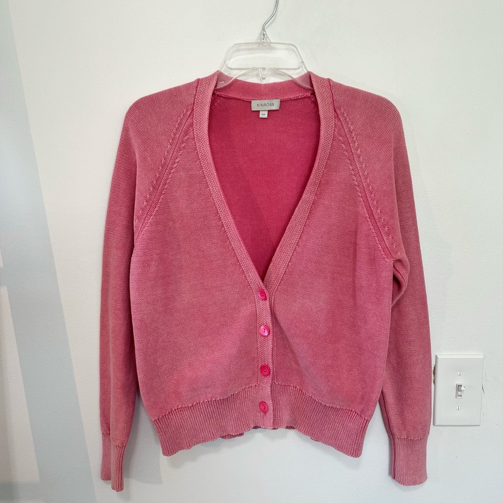 Kinross Bubblegum Pink Button Down Cardigan- Size Small